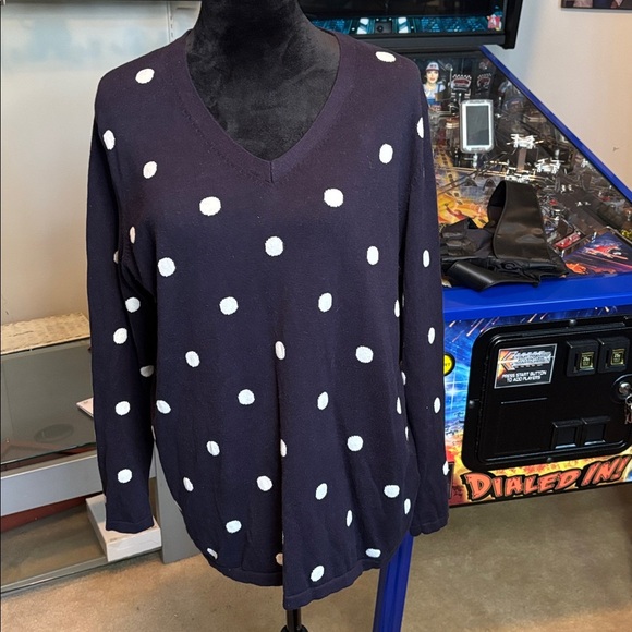 TOMMY HILFIGER Polka Dot Cotton Sweater, Size XL - Picture 1 of 8